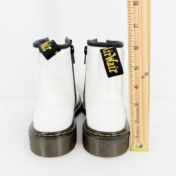 Dr. Martens Girls White Leather Boots Size 3 US With Zipper & Lace Closure NWOB - Picture 10 of 12